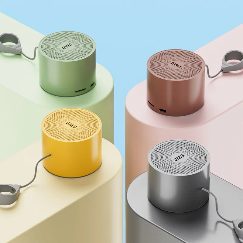 The New Listing EWA-A129 Metal TWS Macaron Speaker 5W Wireless Subwoofers bluetooth Speaker Outdoor Portable Speakers for Gift