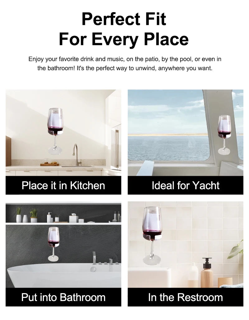 Wireless for V5.3 Speaker Strong Suction Cup Wine Glass Holder for Bath Shower Mobile Phone Computer Use IPX4 Waterproof