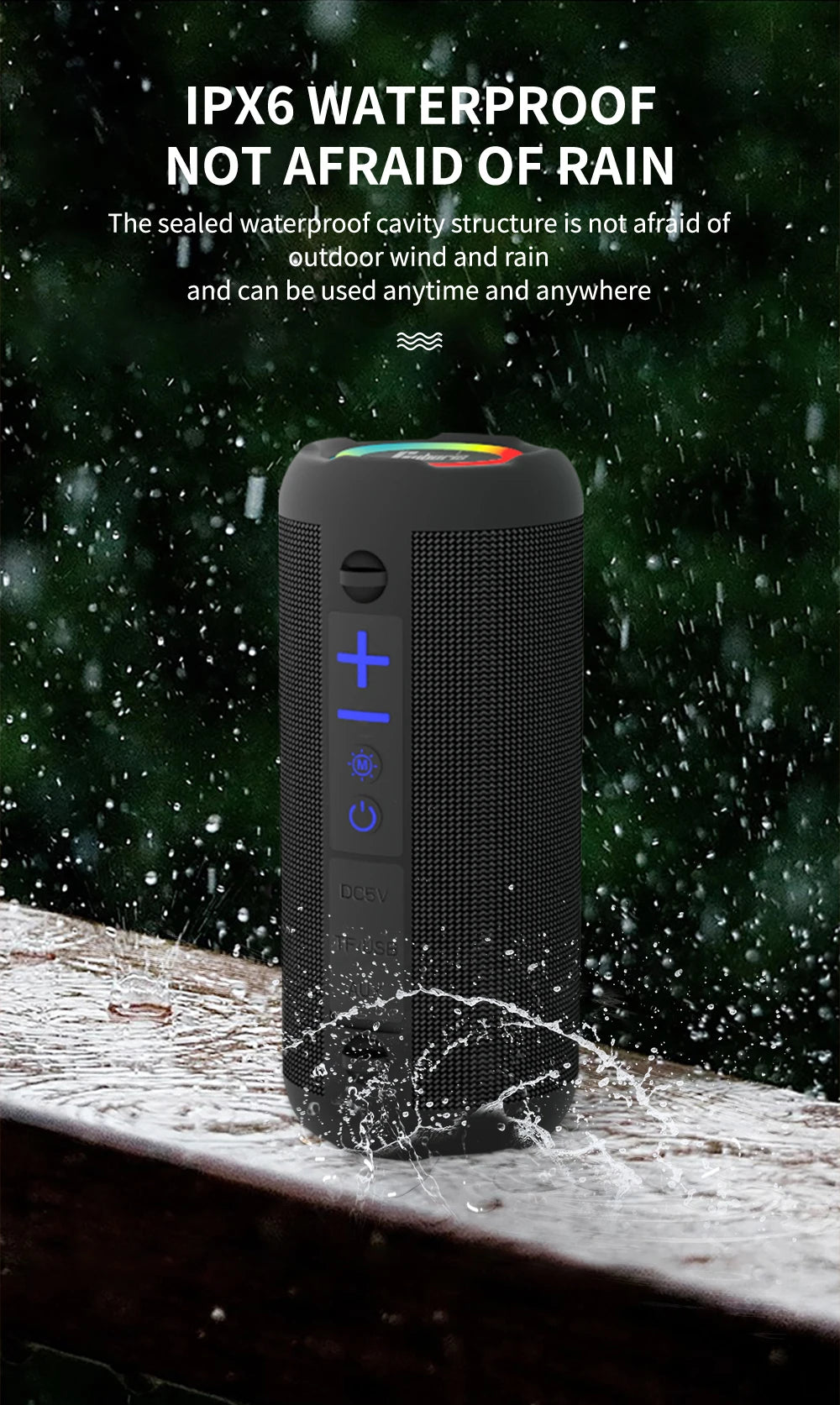 S9 Wireless Speakers 30W IPX6 Waterproof Outdoor Portable Speaker with Loud Stereo Sound, Deep Bass, RGB Lights, TWS