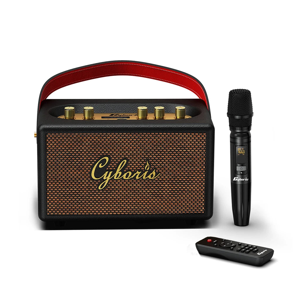 80W Karaoke Retro Speaker Powerful Portable Speaker with Bluetooth 5.3, Portable Handle, 24-Hour Playtime, for Party, Camping