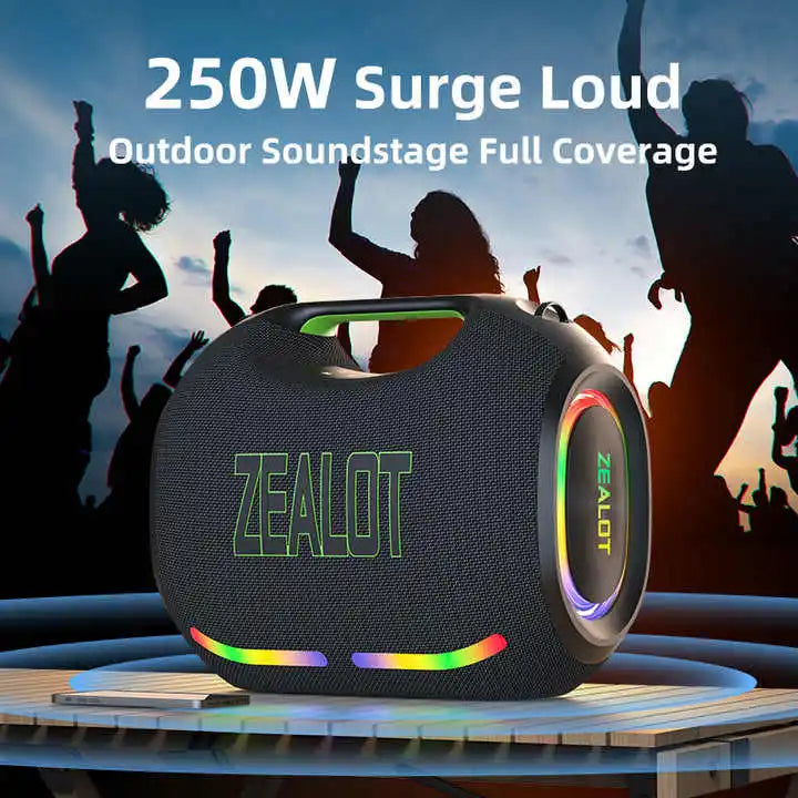 ZEALOT ZE21 Portable Speakers with 250W Subwoofer Wireless Outdoor with WiFi Bass Vibration Waterproof Mini Stereo Loudspeaker