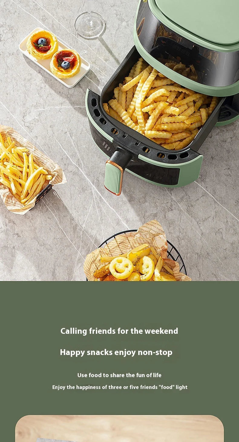 8L Modern Visual Smart Air Fryer Household All-in-One Color Touch Screen Plastic Electric Energy Efficient Class Eco-friendly