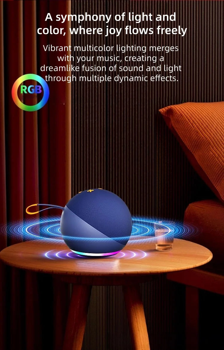 Hot 10W Wireless Mini Subwoofer Battery DC 5V Speaker RGB LED Lighting for Bedrooms Dining Rooms Offices Outdoor