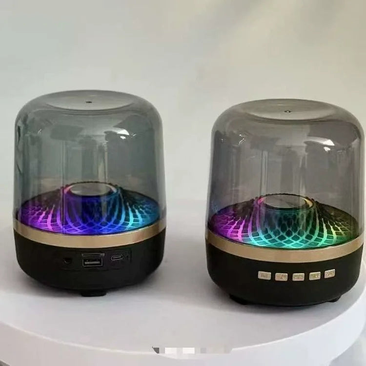 2025 Portable Desktop Mini Subwoofer for  Speaker with RGB Crystal Design Home Use Wireless Boomboxes