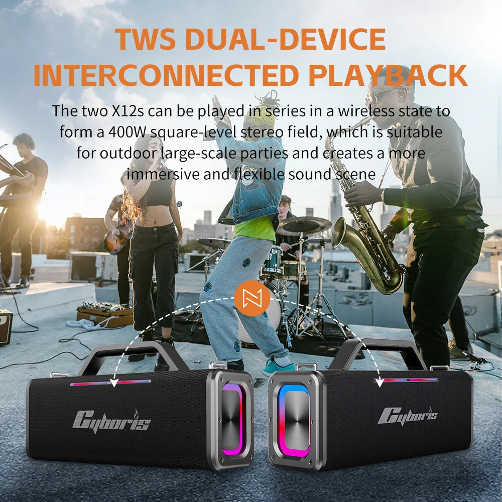 200W Karaoke Speaker with Two Microphones, Portable Wireless Speaker with Microphone PA System RGB LED Karaoke Machine for Adult