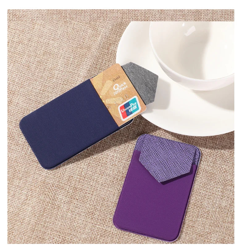 Fashion Leather Card Holder Elastic Solid Adhesive Sticker for Cell Phones Pocket Wallet Case with Convenient Cell Phone Pocket