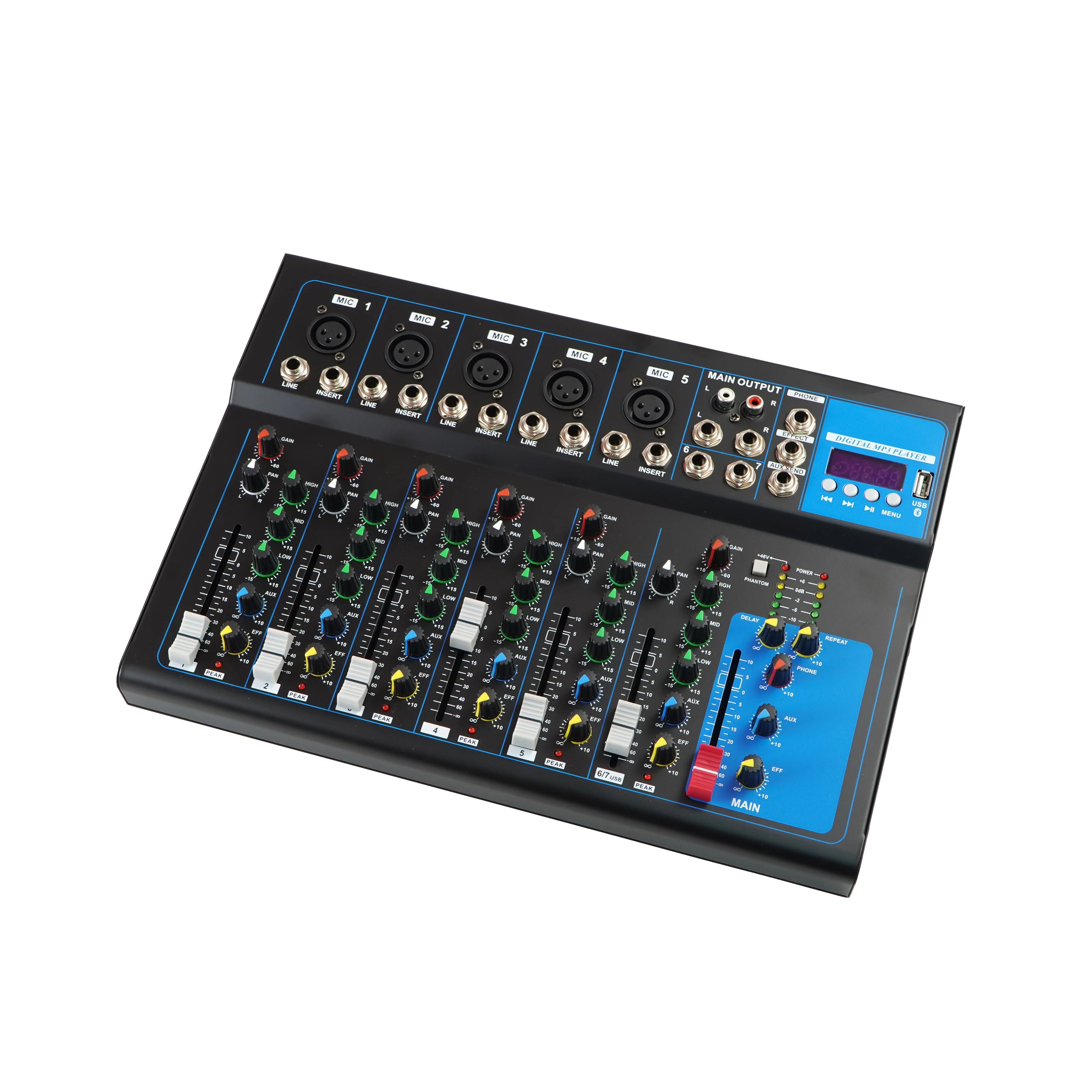 F7 7-Channel Audio Mixer Console for Home Bars-Professional Audio Video & Lighting