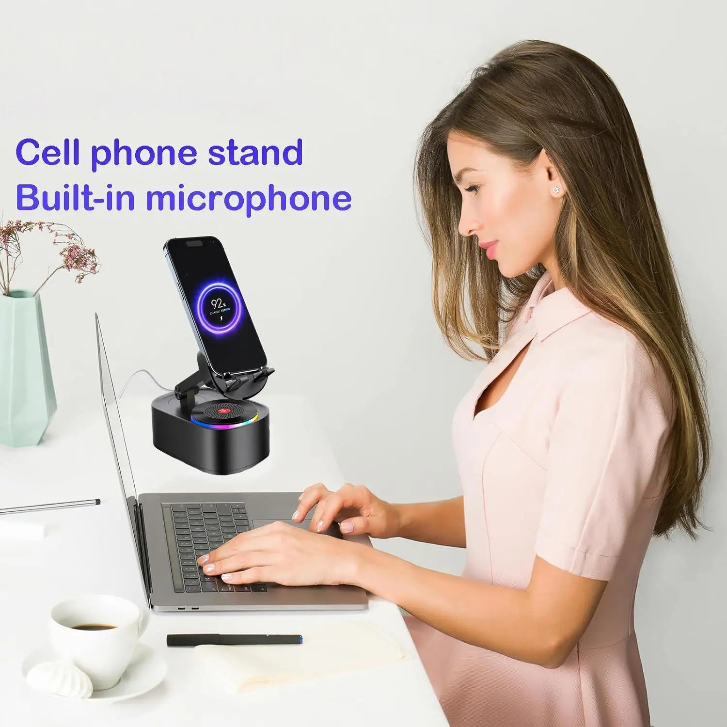 Portable HiFi Sound Quality for Bluetooth 5.3 Wireless Speaker RGB LED Lighting 5W Output Charging Function Phone Stand