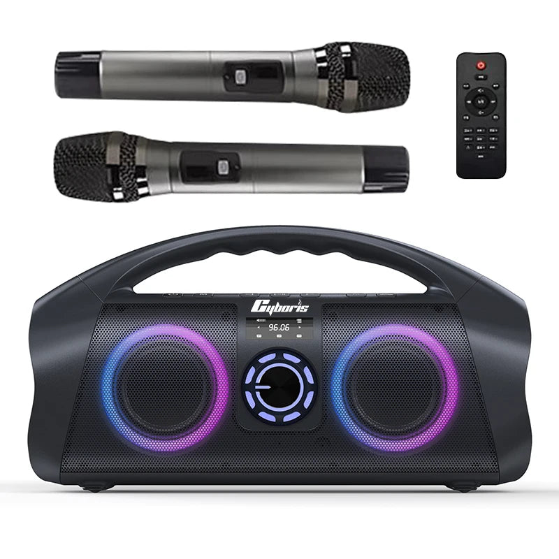 2024 NEW Cyboris F29K 120w Karaoke Portable Wireless Waterproof Speaker with Micrphones RGB Light for Home and Outdoor Deep Bass