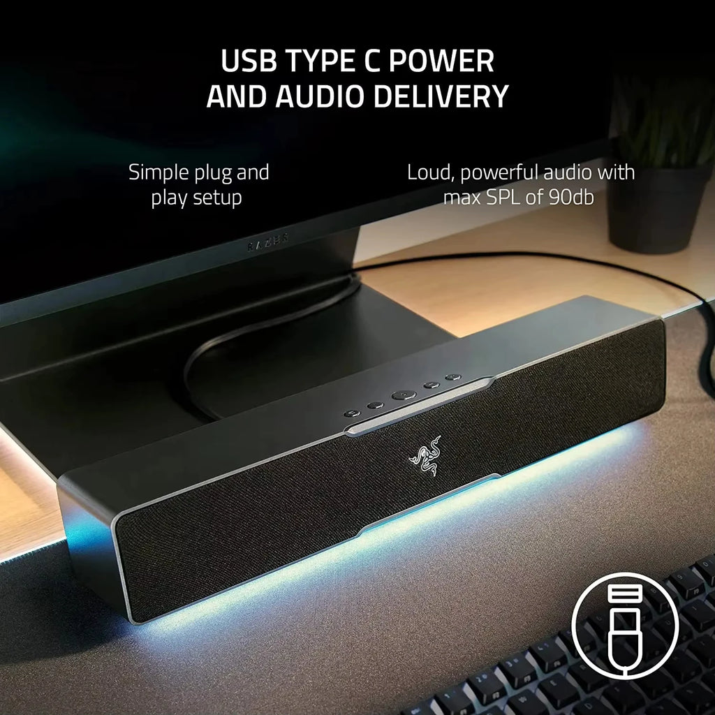 Razer Leviathan V2 X Compact Gaming Soundbar with Chroma RGB USB and for Bluetooth 5.0 for PC Desktop Laptop Smartphones