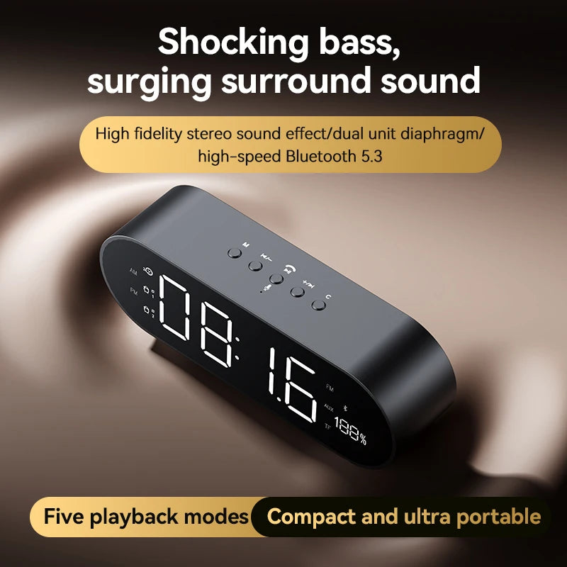 RGB LED Digital Alarm Clock with for Bluetooth Speaker FM Radio USB Charger Best Gift Choice-Plastic Cabinet