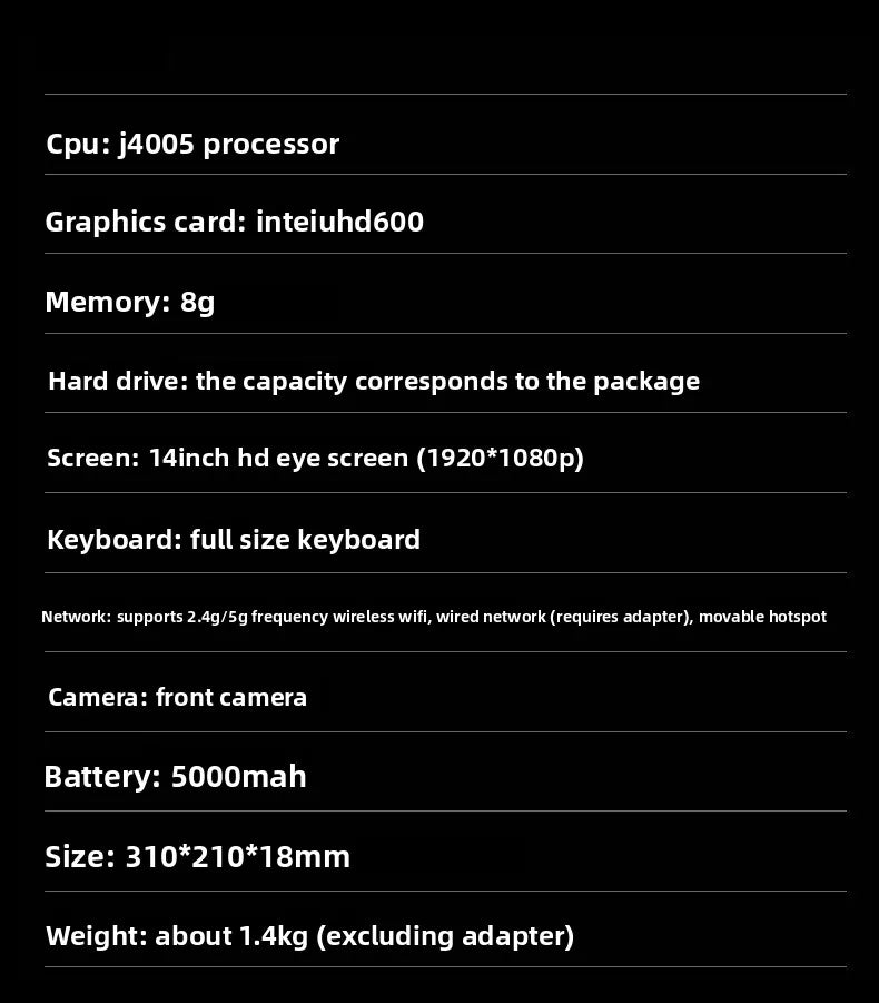Best Selling 2025 14-Inch Business Office Laptop with Intel N3350 Processor 1TB SSD IPS Panel Camera CN Plug DUAL FAN Cooling