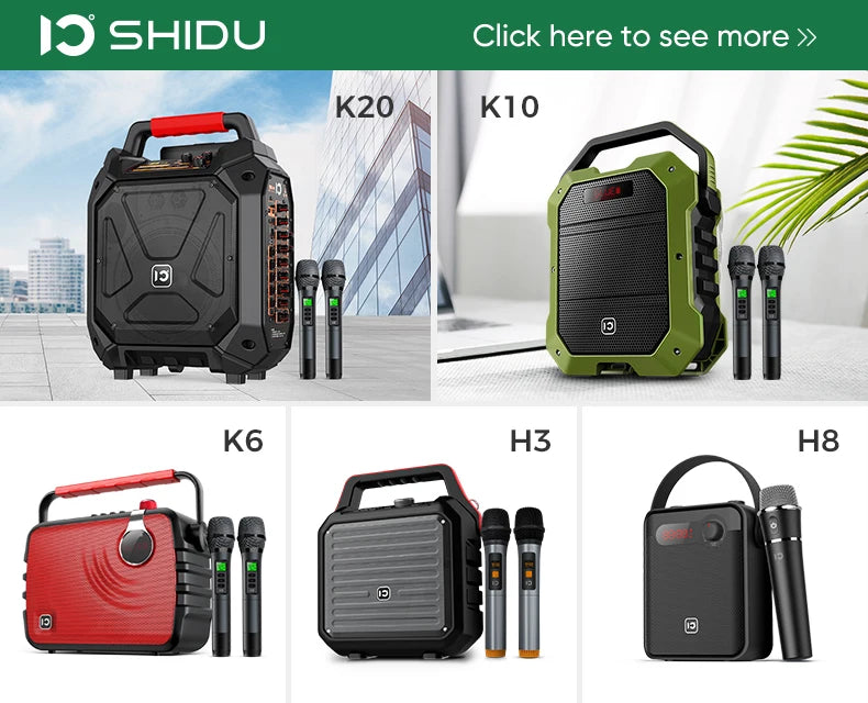 SHIDU 25W Rechargeable Sound Equipment Audio Amplifier Portable PA System Wireless Bluetooth Karaoke Speaker with Microphone