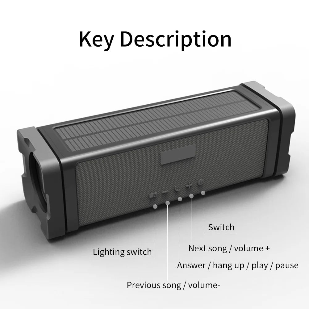 CYBORIS T68 Portable Solar Powered Wireless for Bluetooth Speaker Blue LED Light Waterproof for Outdoor Mobile Phone Charging