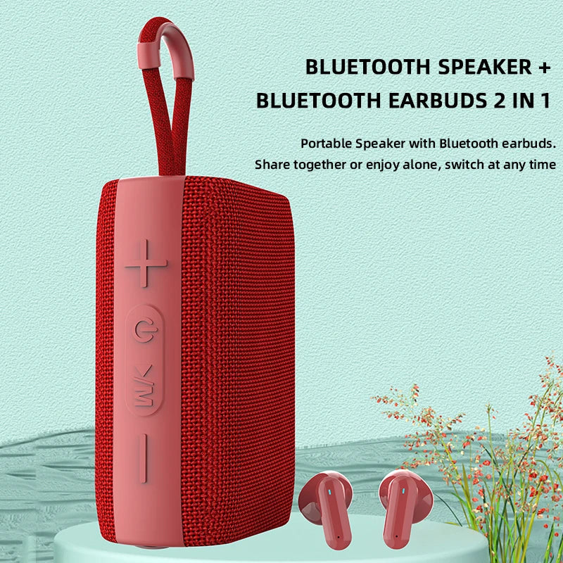 Epoch Tech  EBS-036  2-in-1 Portable Fabric Mesh 6w  Wireless Speaker Bluetooth 5.2  With TWS Earphones  TYPE C
