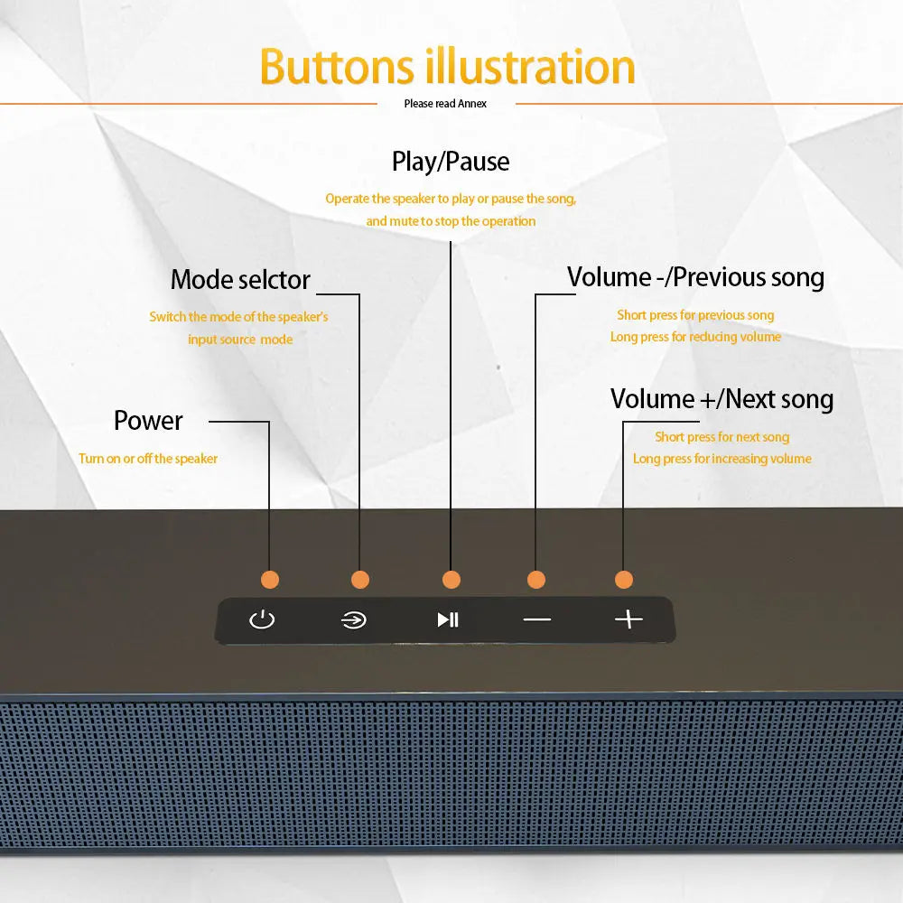 Sound Bar with FM for Smart TV, 40W Wireless Speaker Soundbar Home Theater Surround Sound System, Wall Mount, Aux, RCA , BS-18B