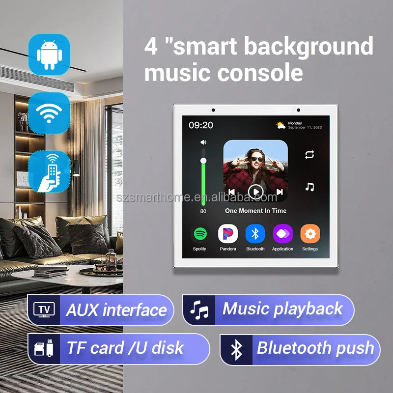 WiFi Smart Home Stereo Amplifier 2 Channel 2X25w 4 Inch Touch Screen in Bluetooths Mini Wifi Home Theatre Wall Amplifier