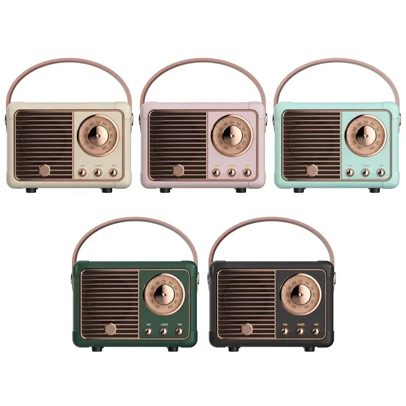Creative Gift Mini Wireless Retro Speaker FM Radio USB Music Player Portable Classic BT Speaker with Handheld Desktop Decoration