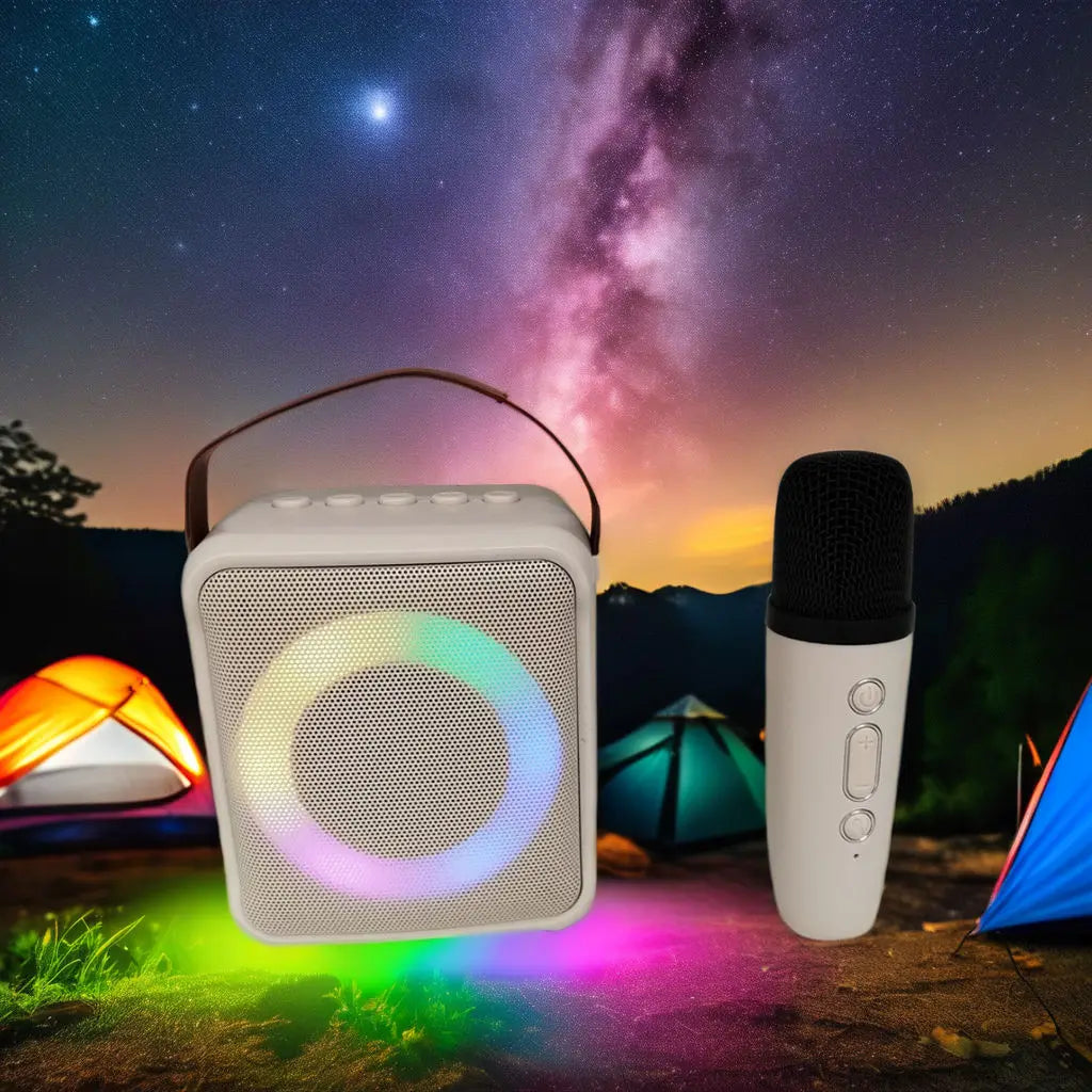 RGB Mini Portable Mini Home Theatre Wireless Speaker with Microphone Karaoke Bass Audio Player Battery-Powered WiFi