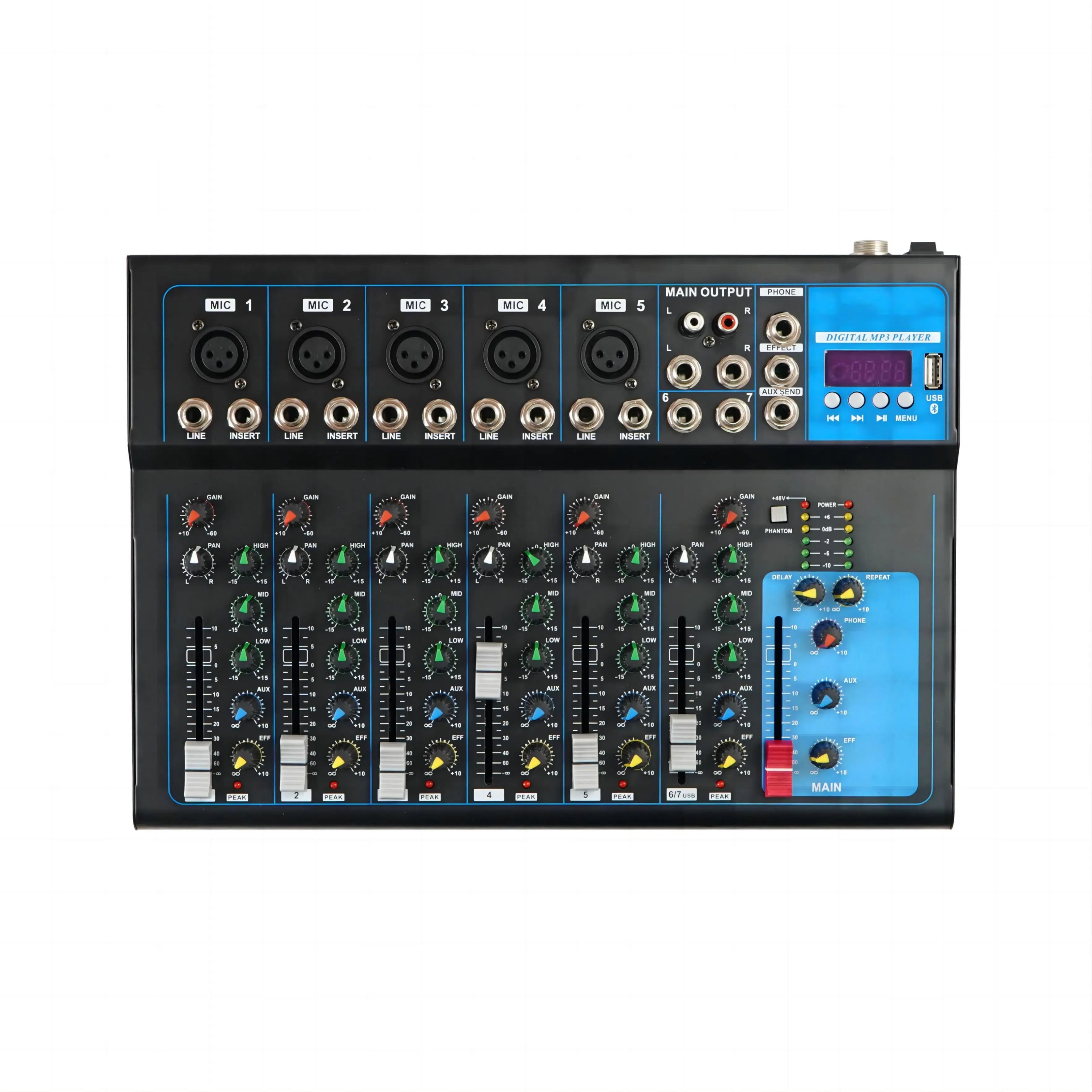 F7 7-Channel Audio Mixer Console for Home Bars-Professional Audio Video & Lighting