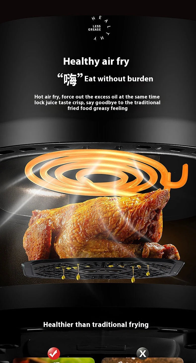 8L Modern Visual Smart Air Fryer Household All-in-One Color Touch Screen Plastic Electric Energy Efficient Class Eco-friendly