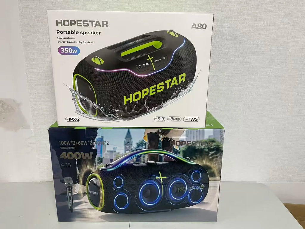 BT Wireless Speaker HOPESTAR A80 350W Waterproof IPX6 6 Speakers Vibrating Diaphragm Outdoor BT USB TF CARD TWS Bass RADIO LED