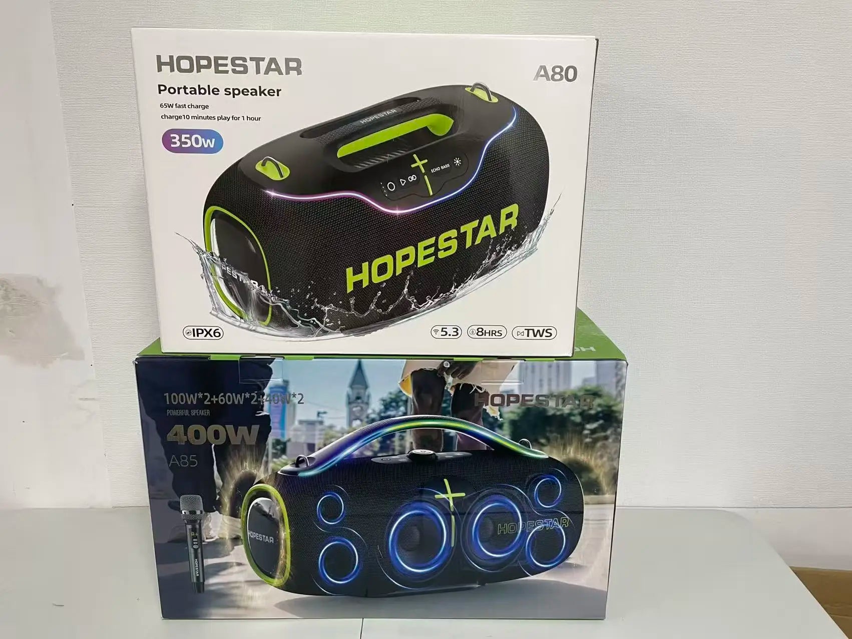 BT Wireless Speaker HOPESTAR A80 350W Waterproof IPX6 6 Speakers Vibrating Diaphragm Outdoor BT USB TF CARD TWS Bass RADIO LED