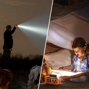 Solar Powered & Crank Hand-Operated Power Portable Wireless Speaker with FM Radio USB/TF/FM/BT/TWS/LED Flashlight