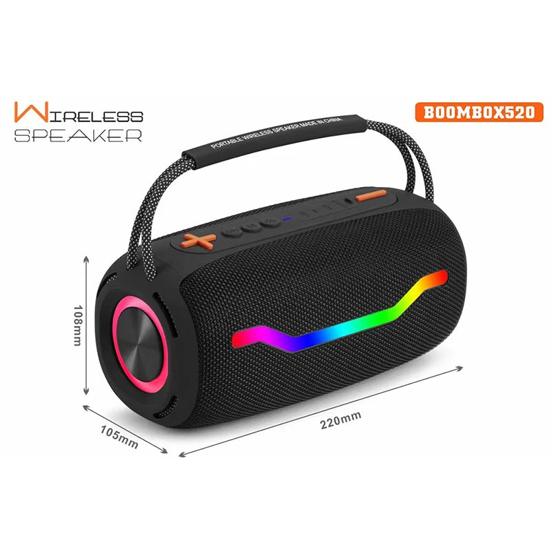 Portable Wireless for Speaker with Boosted Bass RGB LED Lighting Memory Card Support for Party & Outdoor Use Home Theatre