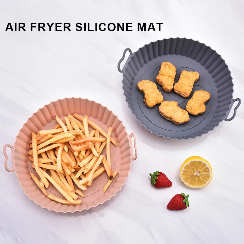 Packaged Box Commercial Use Silicone Round Air Fryer Baking Tray Microwave & Dishwasher Safe for Cooking Food