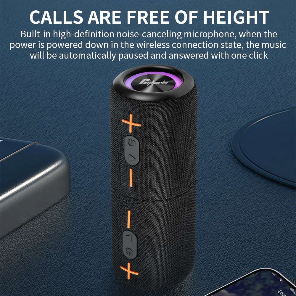 Wireless Portable Speaker 20W for 5.3 IPX6 Waterproof AUX Input Battery Powered 2000-3000mAh RGB LED Lighting