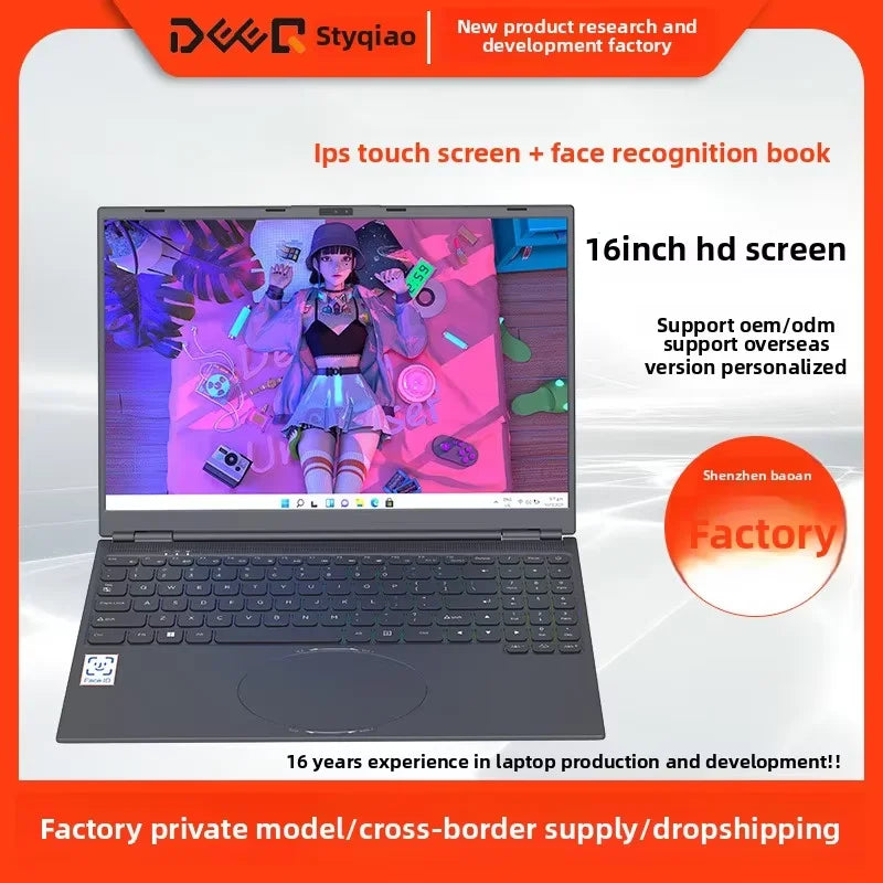 High Quality 16 Inch Win 11 Business Laptop 32GB 1TB SSD Intel I3 8109U Processor English Keyboard IPS Panel 165Hz New