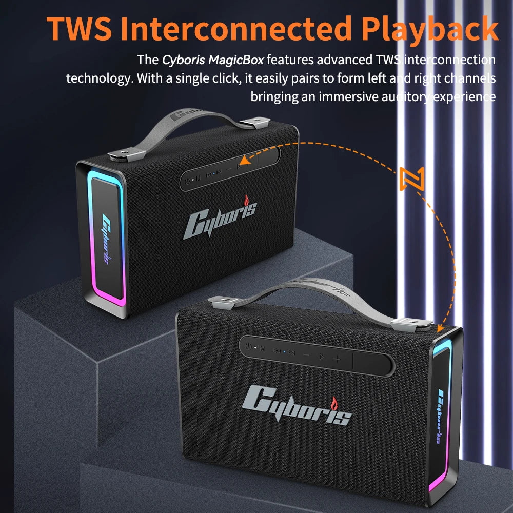 T15  Portable Wireless Speaker,  IPX6 Waterproof Portable Speaker Subwoofer Deep Bass with Handle Support TF Card, AUX, TWS