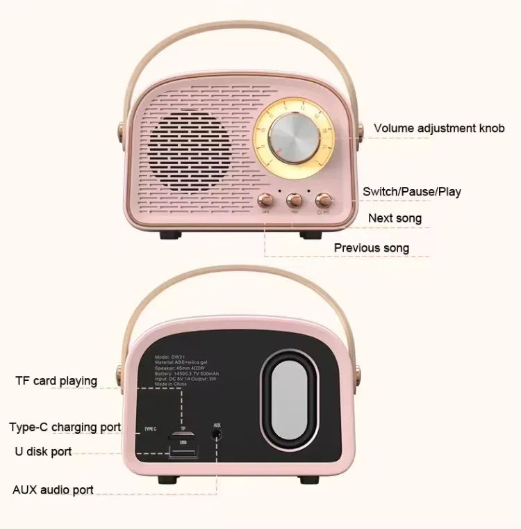 DW21 Retro Mini Wireless for Bluetooth Speaker Classical Home Theatre Sound Stereo Subwoofer for Stage for Outdoor Decorative