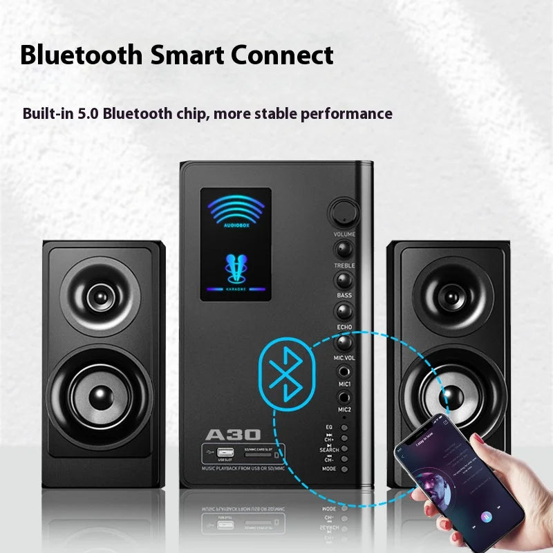 60W Active Multimedia Desktop Karaoke Subwoofer Home Theater System for Bluetooth for Living Room TV Sound Cinema for Home Use