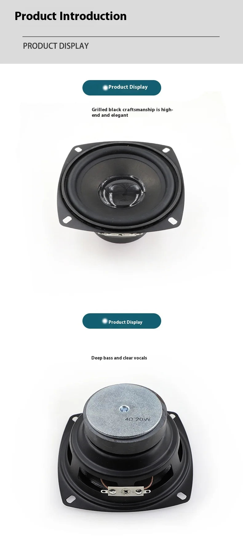 In Stock 4 Inch Square Outdoor Multimedia Waterproof Full Range Stage for Bluetooth Speaker 4 Ohm 20 Watt