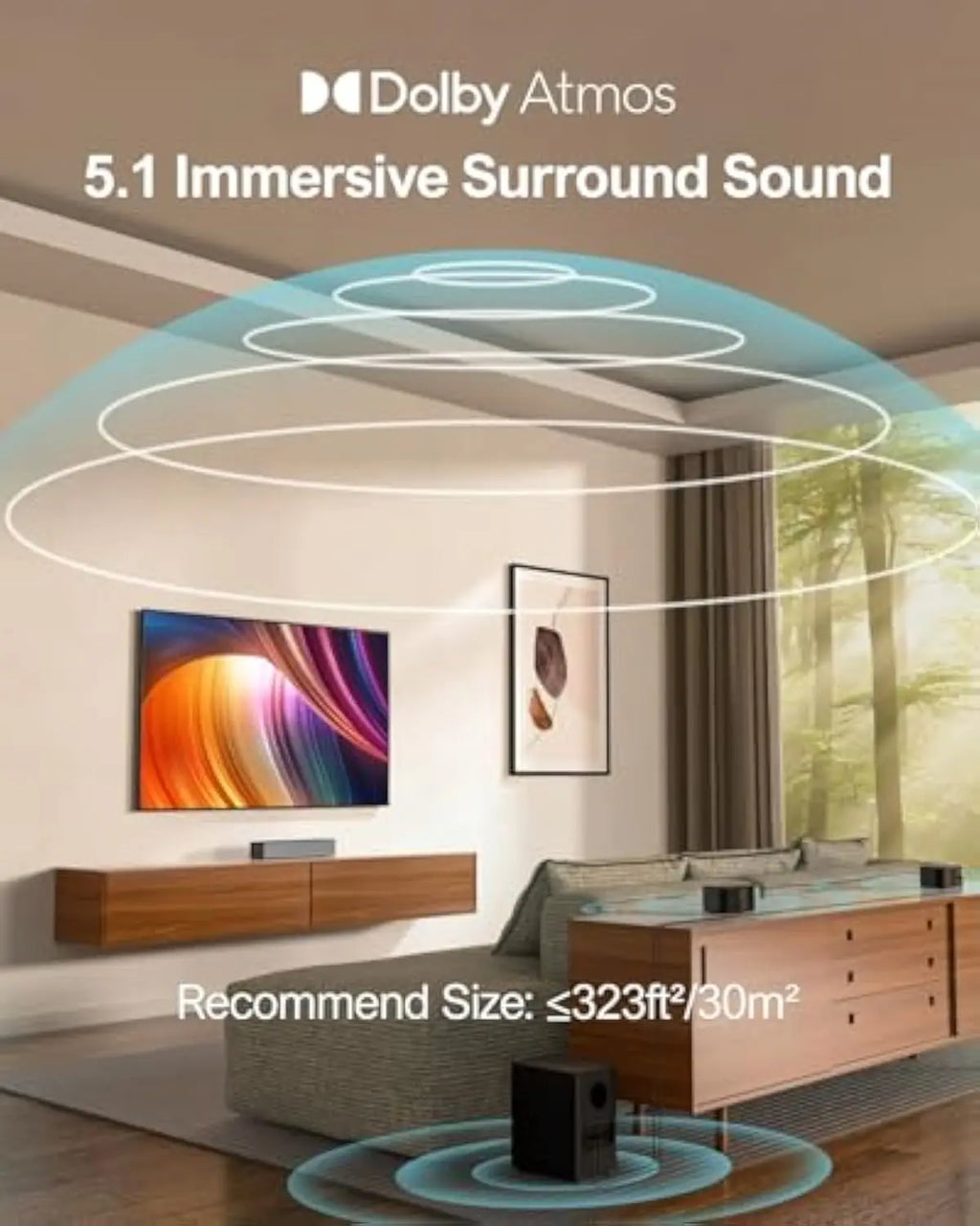 ULTIMEA Same Style 410W Home Theater Soundbar Dolby Atmos 3D Subwoofer Wireless BT Remote Control TV Audio Music Speaker