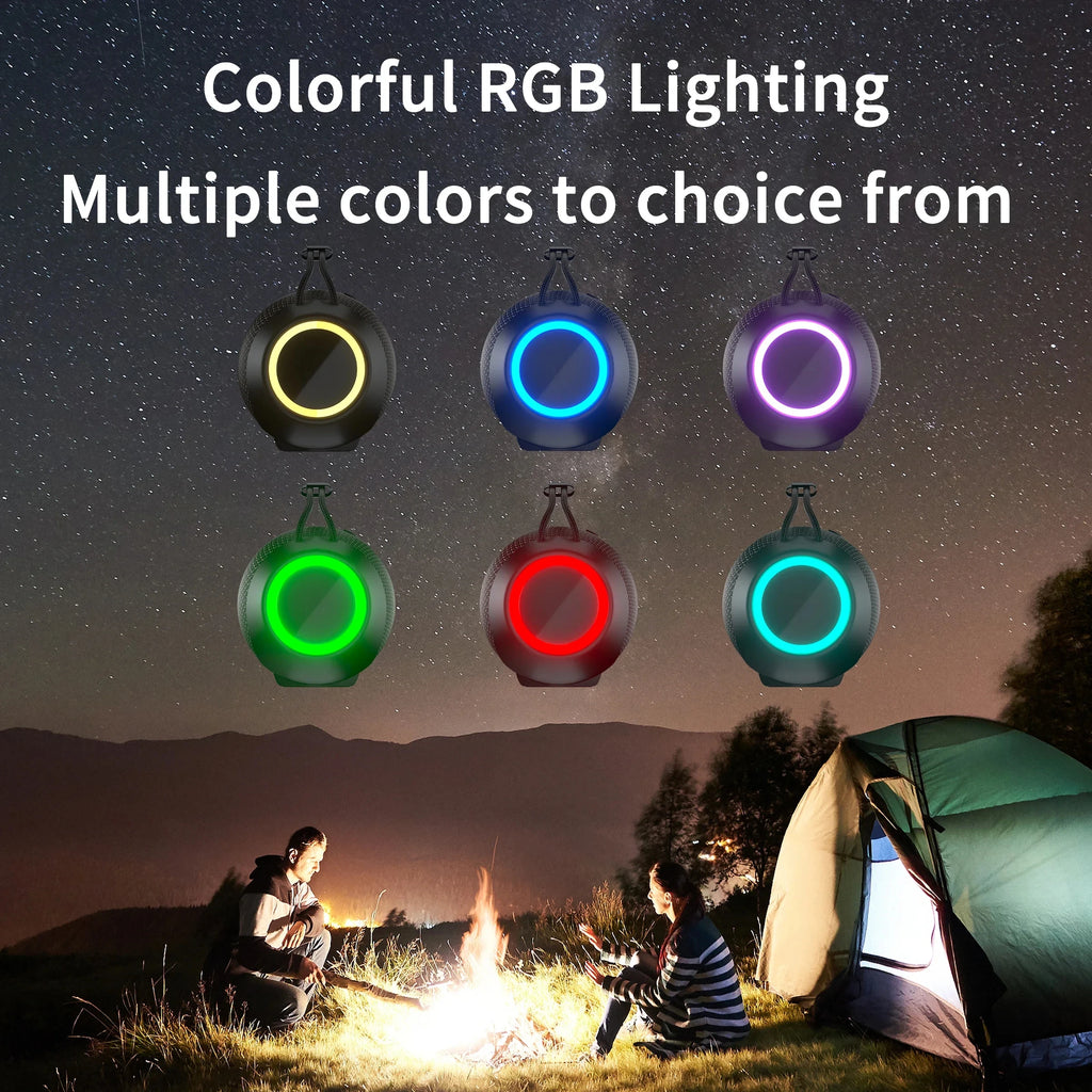 Portable Wireless for BT Speakers 40W Output with RGB LED Lighting Waterproof Outdoor Subwoofer for Home Use Version 5.3