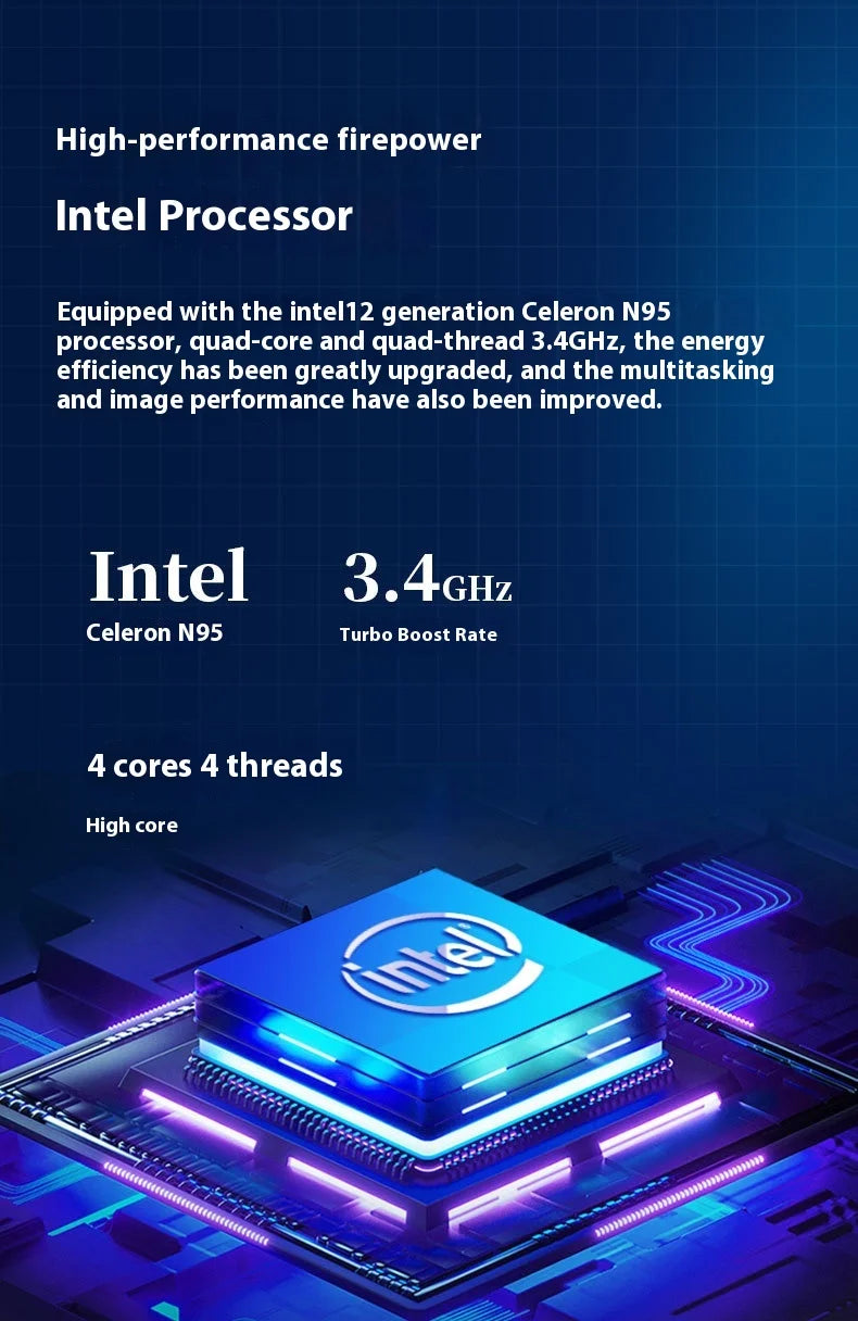 DEEQ 2025 New 14-Inch Business Laptop Intel N95 Quad-Core 32GB RAM 2TB SSD IPS Display English Windows 11 Pro Full-Size Keyboard