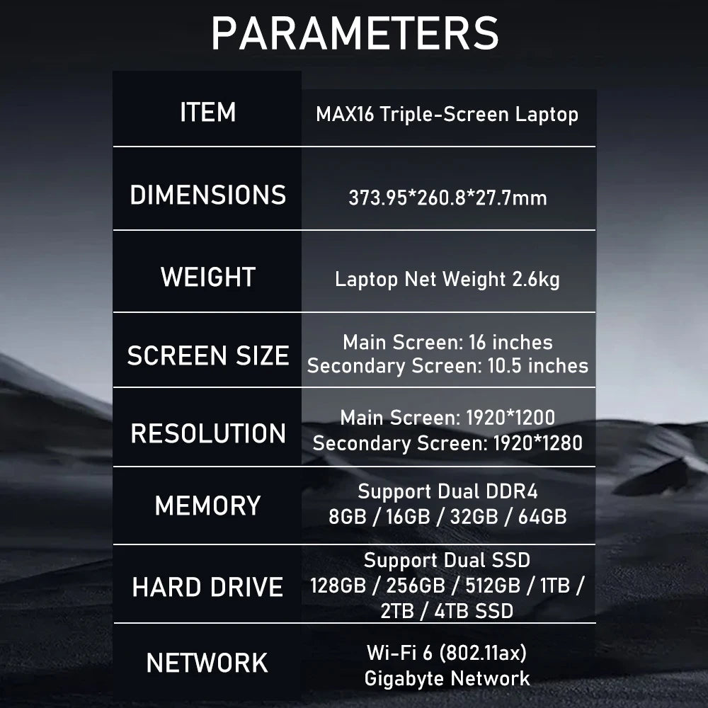 Business Laptops 16 Inch Dual 10.5 Inch Triple Screen Display Laptop Core I7 1260P Max 64GB DDR4 4TB SSD Laptop