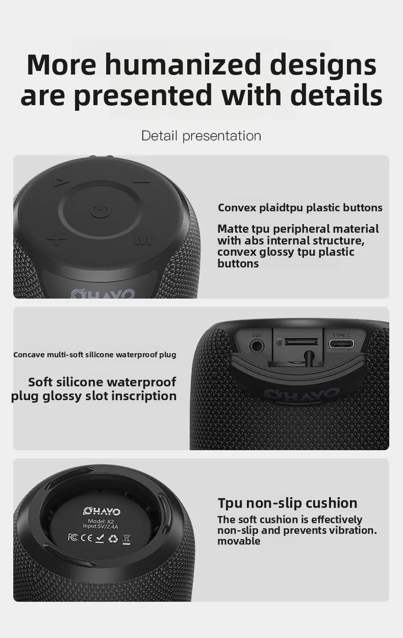Modern X2 Mini for Bluetooth Speaker Portable Outdoor Waterproof Cross Card-Insert Design Bass Wireless Battery