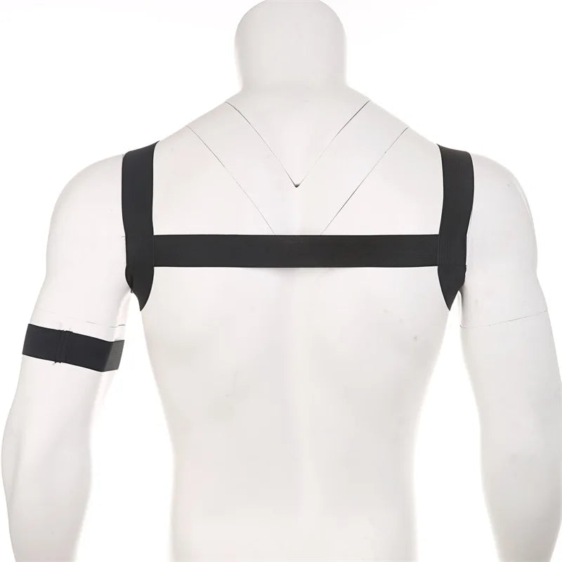 Lingerie Mens Harness Straps Sexy Man Body Chest Costumes High Elastic Bondage Costume With Arm Band Man Night Club