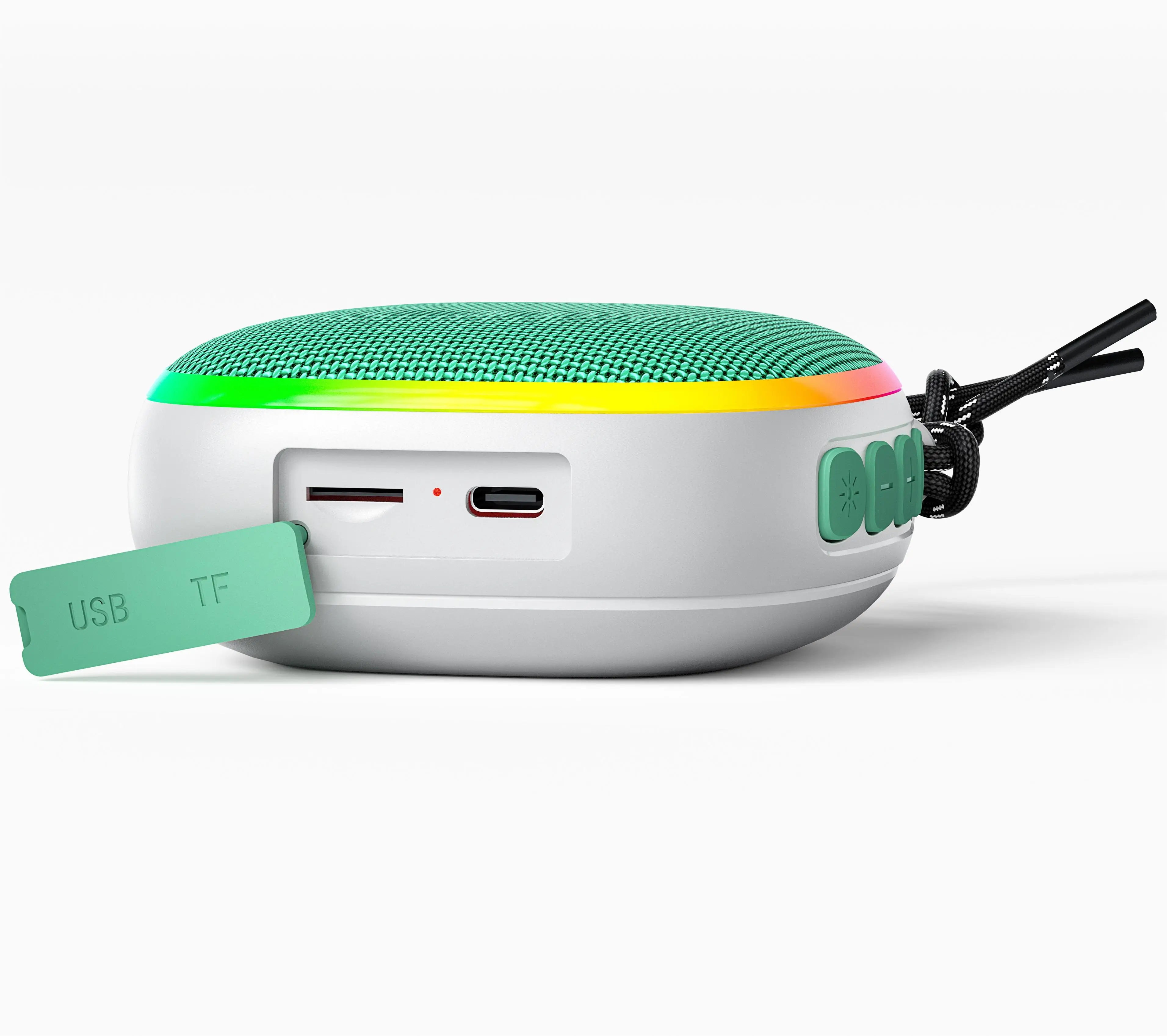 High Quality Rockimia EBS-309 6W Speaker Bluetooth 5.3  Outdoor Waterproof Music Player With RGB Colorful Lighting Effect Fabric