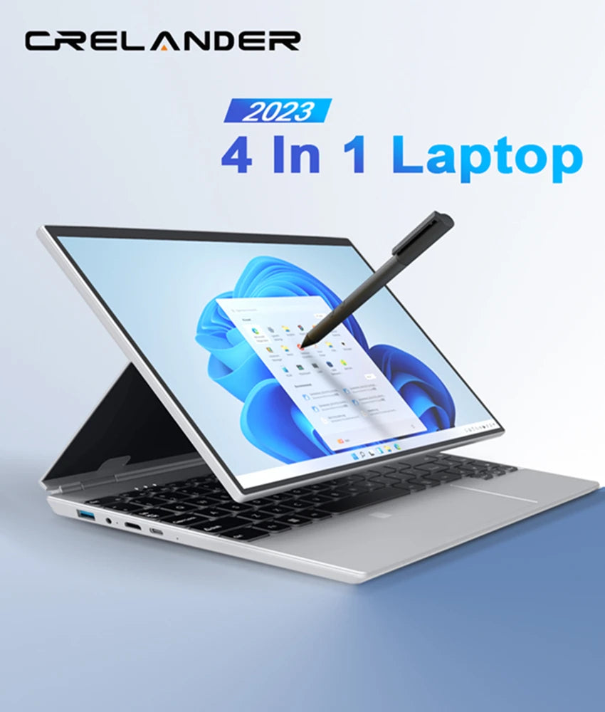 Crelander 14 Inch Mini Laptops Intel N5105 Touch Screen 16GB Tablet PC Fingerprint Recognition Notebook Personal Business Laptop