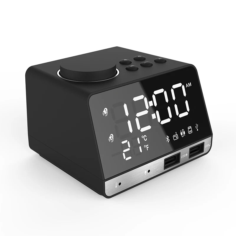 2026 NEW Alarm Clock Phone Charging Dock Station Speaker Wireless Support AUX Cable TF Card for Bedroom Student and Hotel