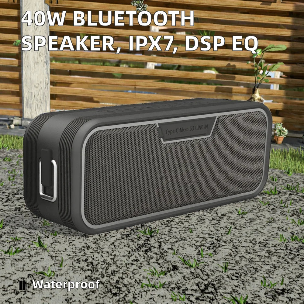 40 Watt V5.0 DSP EQ TWS TF Card Portable Mini for Bluetooth Speaker Deep Bass IPX7 Waterproof for Outdoors and Computer Use