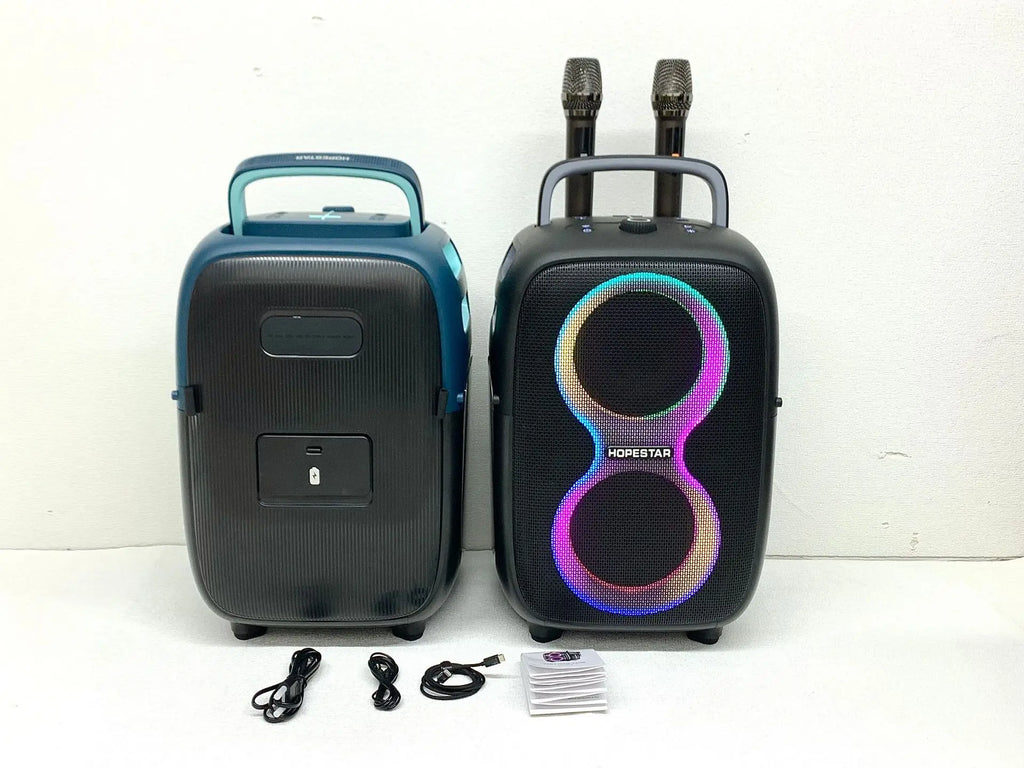 HOPESTAR Partyone Club 650W Outdoor High-Power Wireless for Speaker IPX-6 Waterproof 2 Mic Ready Colorful