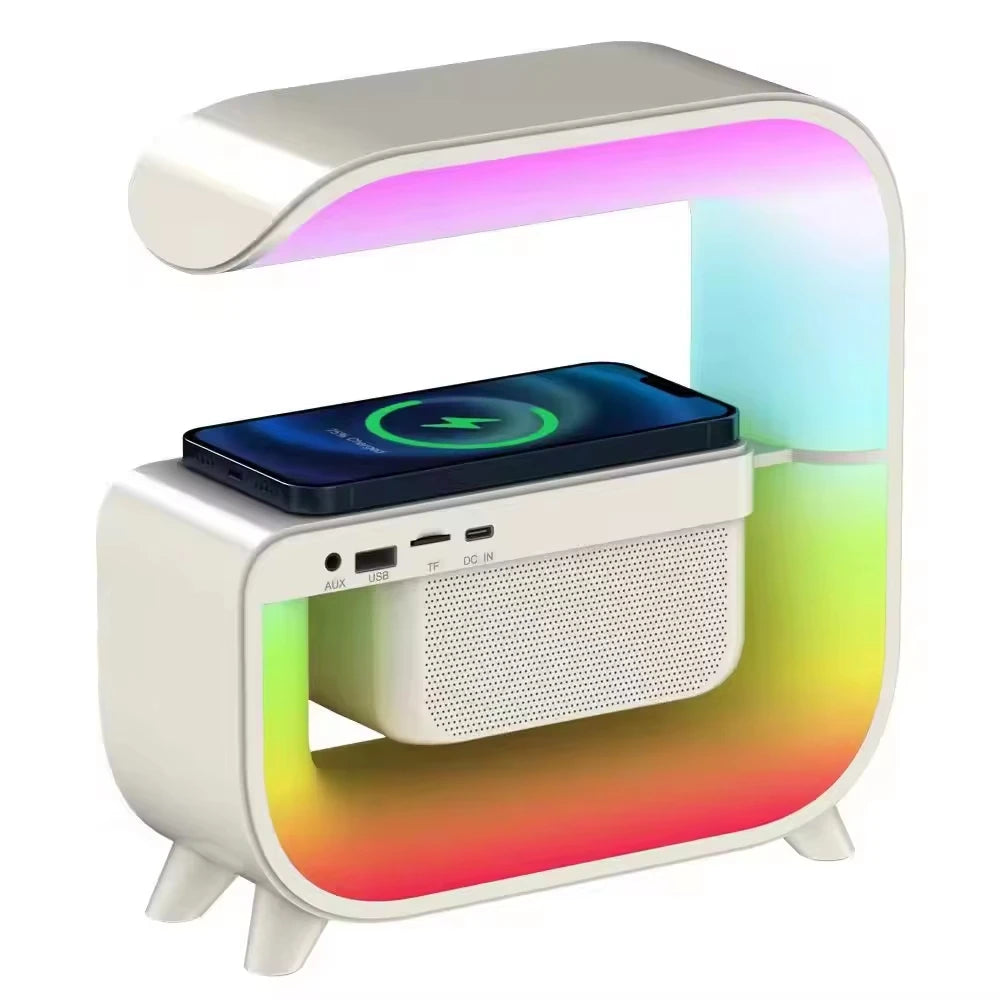 G3 Wireless Charging Bluetooth Speaker With Alarm Clock RGB LED Light 5W Subwoofer Multifunctional Desktop Audio Night Lamp