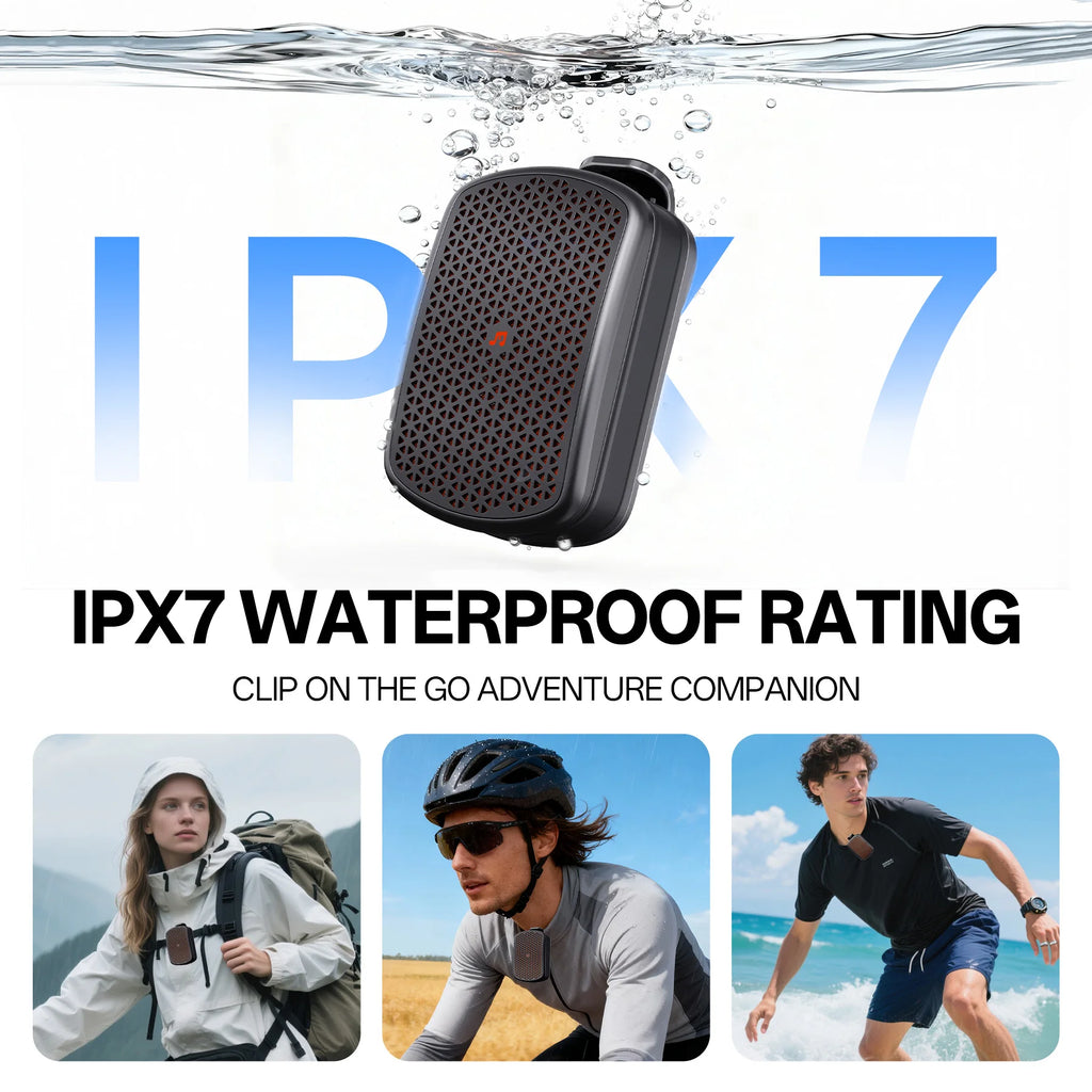 Micro Wearable Blue-tooth Speaker, Clip-On Wireless Small Portable Speaker, Built-in Mic, IPX7 Waterproof for /Cycling/Running