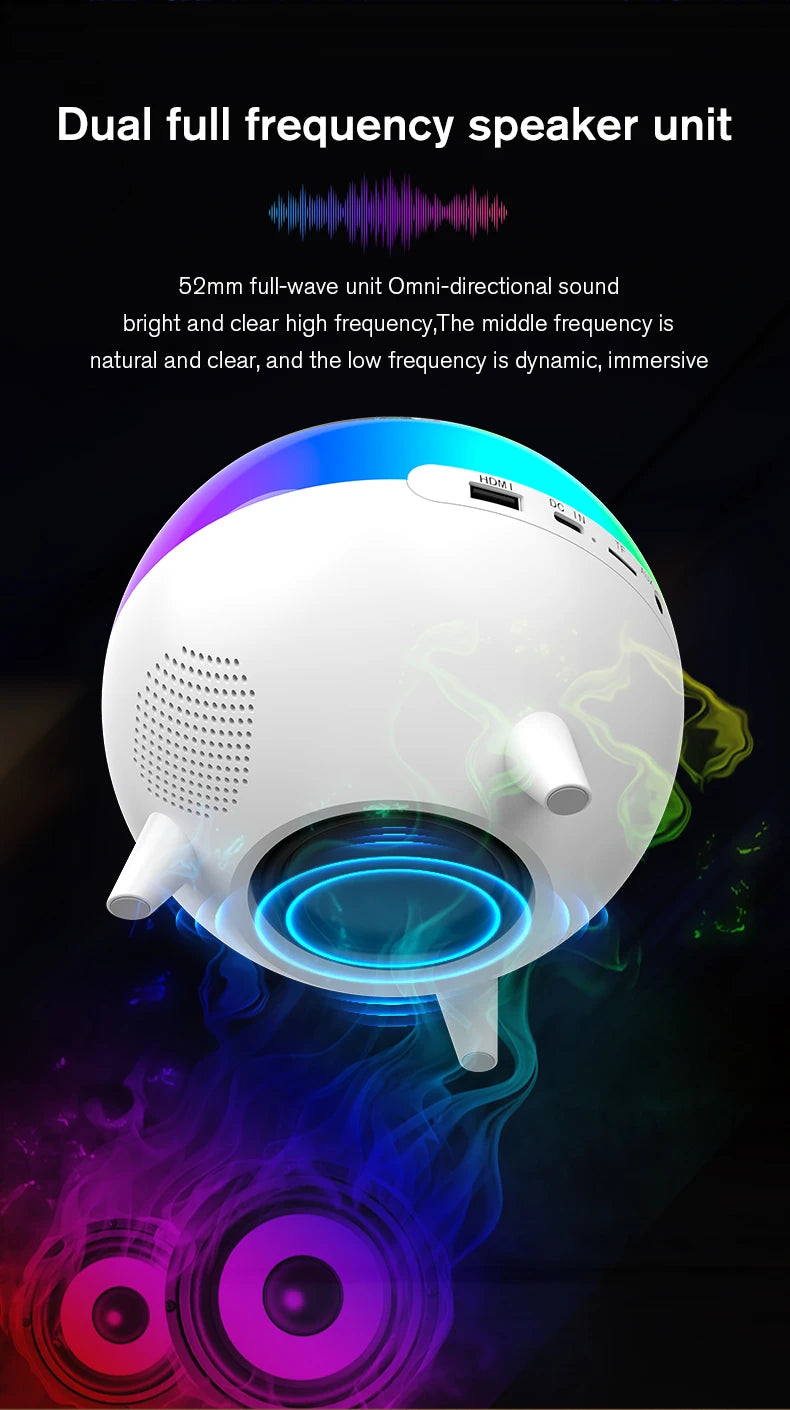 All-In-One Mini Wireless Charging Speaker with Bluetooth LED Lighting AUX Input FM Radio Clock Alarm ABS-Starry Sky Edition